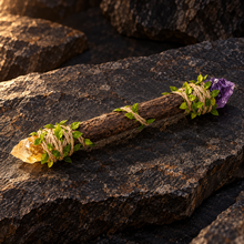 Load image into Gallery viewer, Bold Trust — citrine and Brazilian purple faceted decorative wand