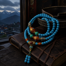 Load image into Gallery viewer, The Returning Line | Blue Multi-Loop Beaded Necklace
