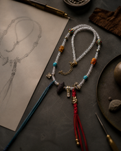 Load image into Gallery viewer, A Line to Come Back To beaded necklace with center detail — image 06