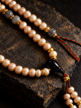 Load image into Gallery viewer, 108-Bead Tibetan-Inspired Mala Necklace with Decorative Centerpiece | Classic Tassel Detail | NORBU OBJECTS