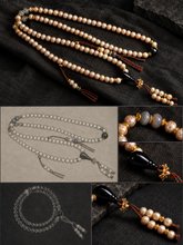 Load image into Gallery viewer, 108-Bead Tibetan-Inspired Mala Necklace with Decorative Centerpiece | Classic Tassel Detail | NORBU OBJECTS