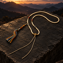 Load image into Gallery viewer, The Mark of Time pendant cord necklace with central bead — image 06