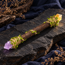 Load image into Gallery viewer, Creative Momentum — fantasy purple and citrine faceted decorative wand
