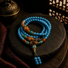 Load image into Gallery viewer, The Returning Line | Blue Multi-Loop Beaded Necklace

