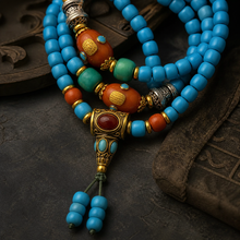 Load image into Gallery viewer, The Returning Line | Blue Multi-Loop Beaded Necklace
