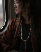 Load image into Gallery viewer, A Line to Come Back To beaded necklace with center detail — image 04
