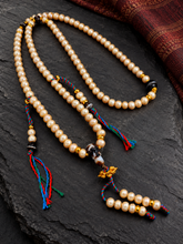 Load image into Gallery viewer, 108-Bead Tibetan-Inspired Mala Necklace with Decorative Centerpiece | Sculpted Centerpiece | NORBU OBJECTS
