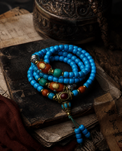 Load image into Gallery viewer, The Returning Line | Blue Multi-Loop Beaded Necklace
