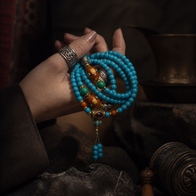 Load image into Gallery viewer, The Returning Line | Blue Multi-Loop Beaded Necklace
